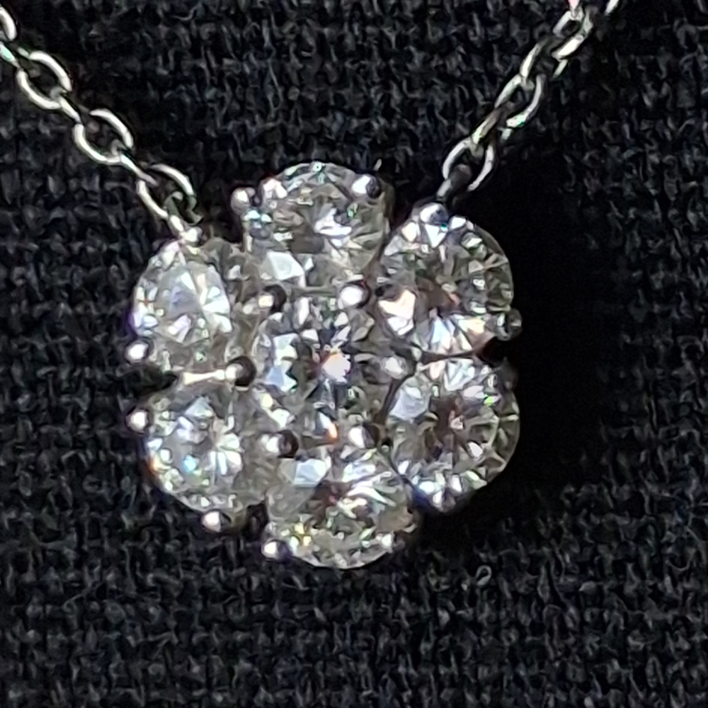 Women's 14k White Gold 1.90ctw Natural Diamond Cluster Necklace G-H/SI2